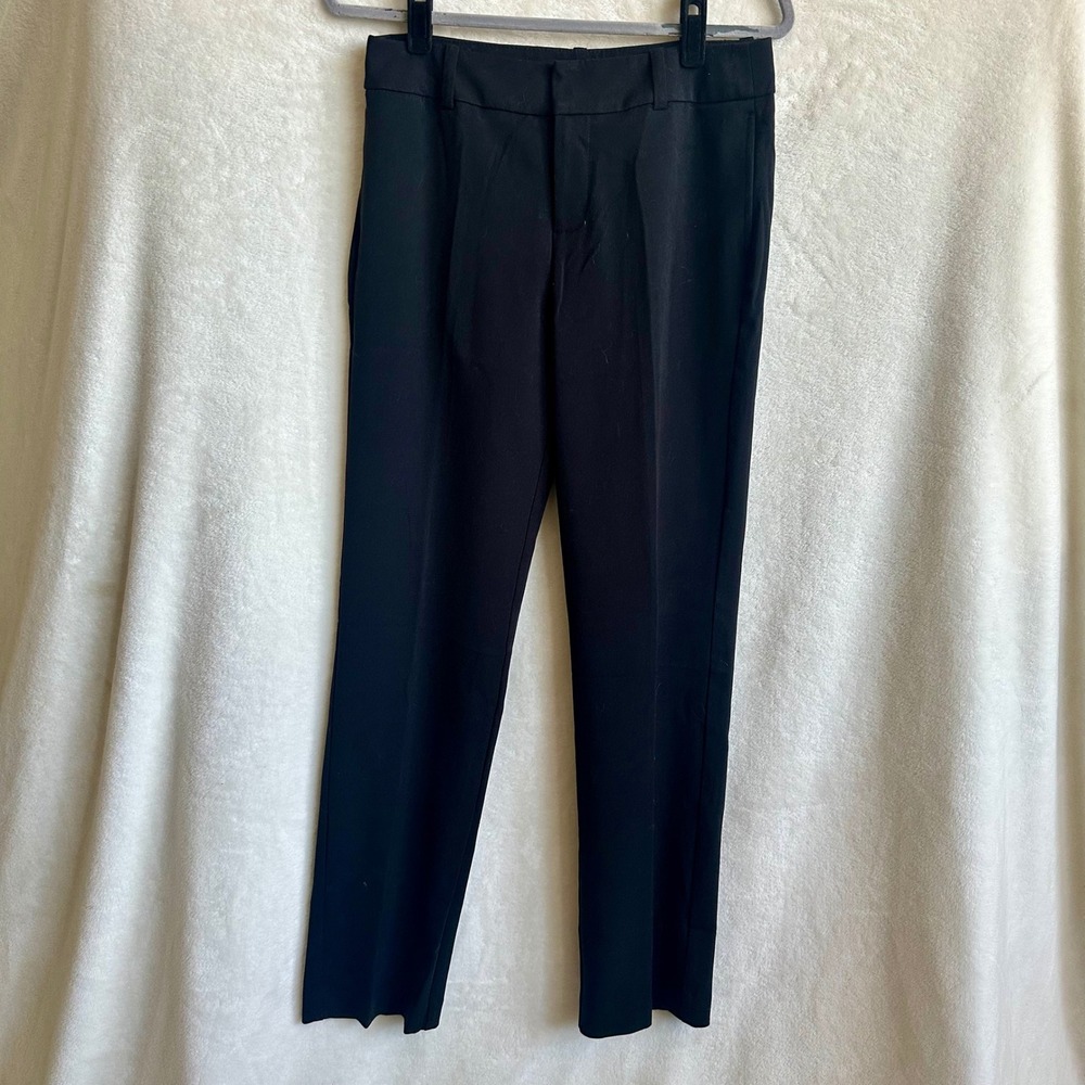 Merona Womens Black Stretch Classic Slim Straight Leg Dress Pants Trousers 6‎